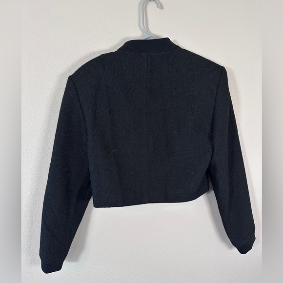 H&M Black Textured Bomber Jacket cardigan black tweed size small - Picture 10 of 10